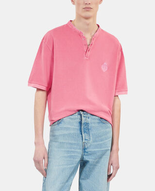 The Kooples MEN SWEET PINK pink piqu&eacute; cotton polo t-shirt
