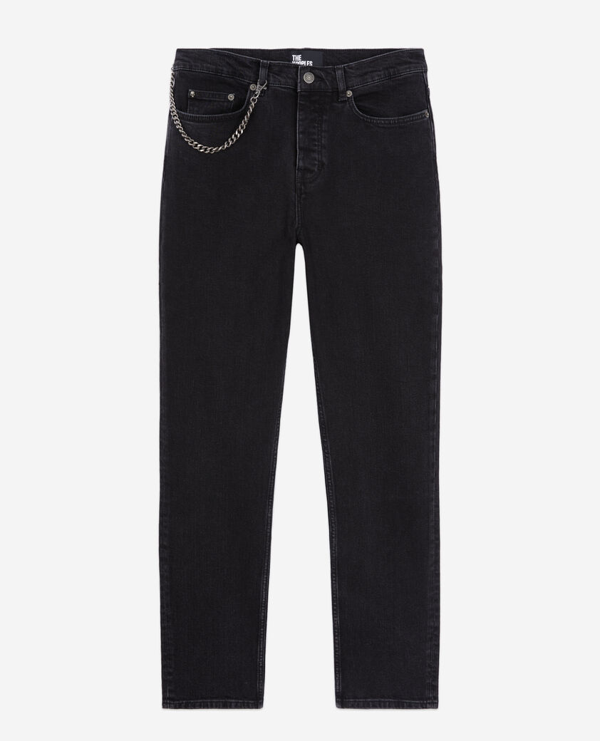 The Kooples MEN BLACK WASHED straight black jeans with chain