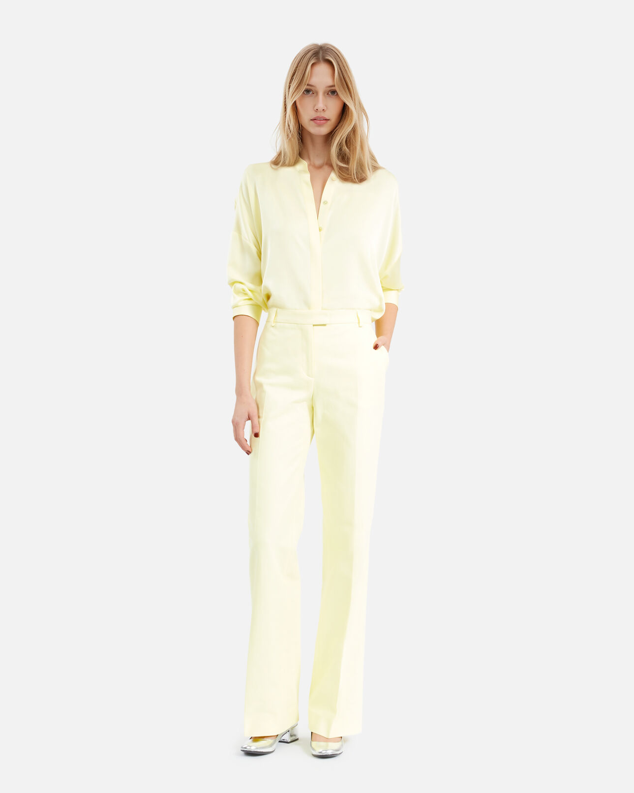 The Kooples FEMME LIGHT YELLOW chemise ample en soie jaune