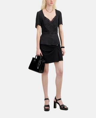 The Kooples F BLACK black top with lace details