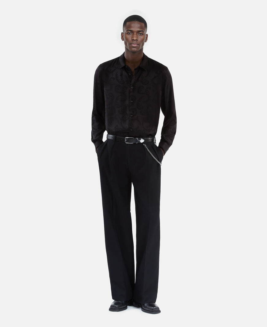 The Kooples MEN BLACK black feather print jacquard shirt