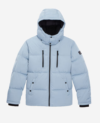The Kooples MEN BLUE GREY blue hooded puffer jacket