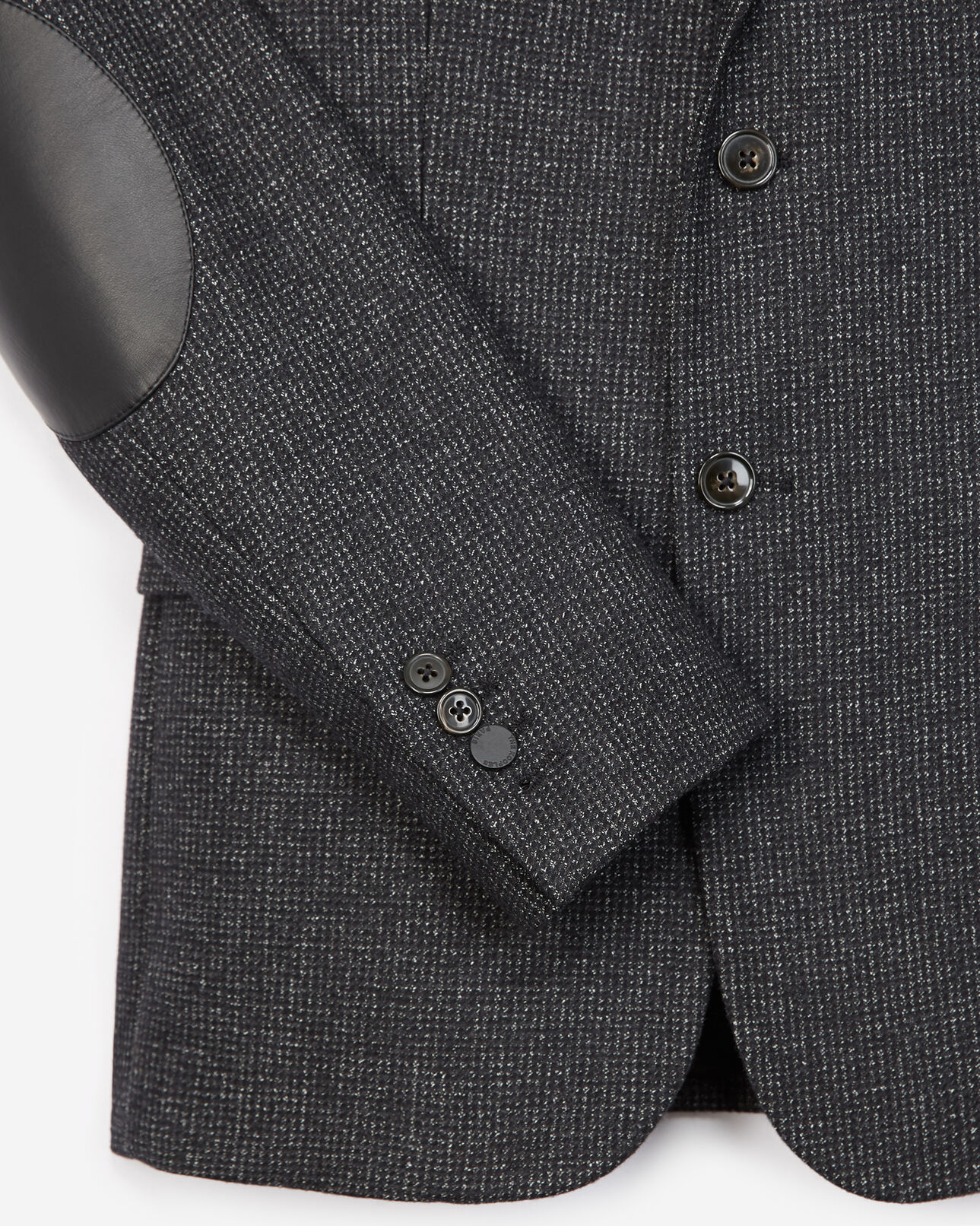 The Kooples HOMME BLACK GREY veste habillée noire laine à coudières