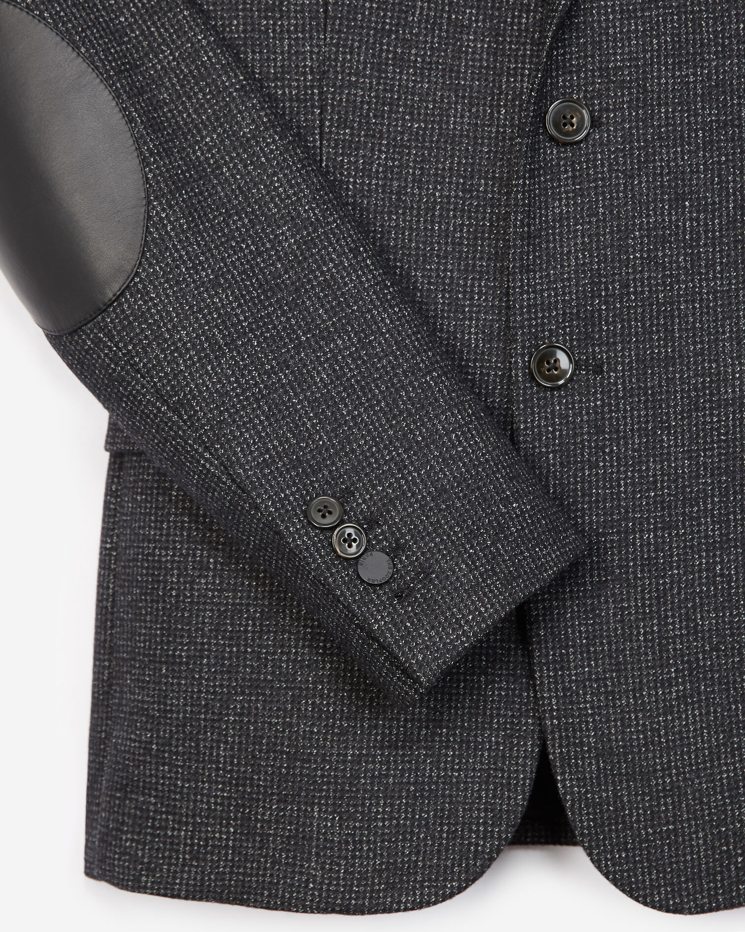 Veste habillée noire laine à coudières, BLACK GREY, hi-res image number null