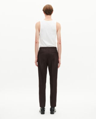 The Kooples MEN BROWN brown wool straight pants