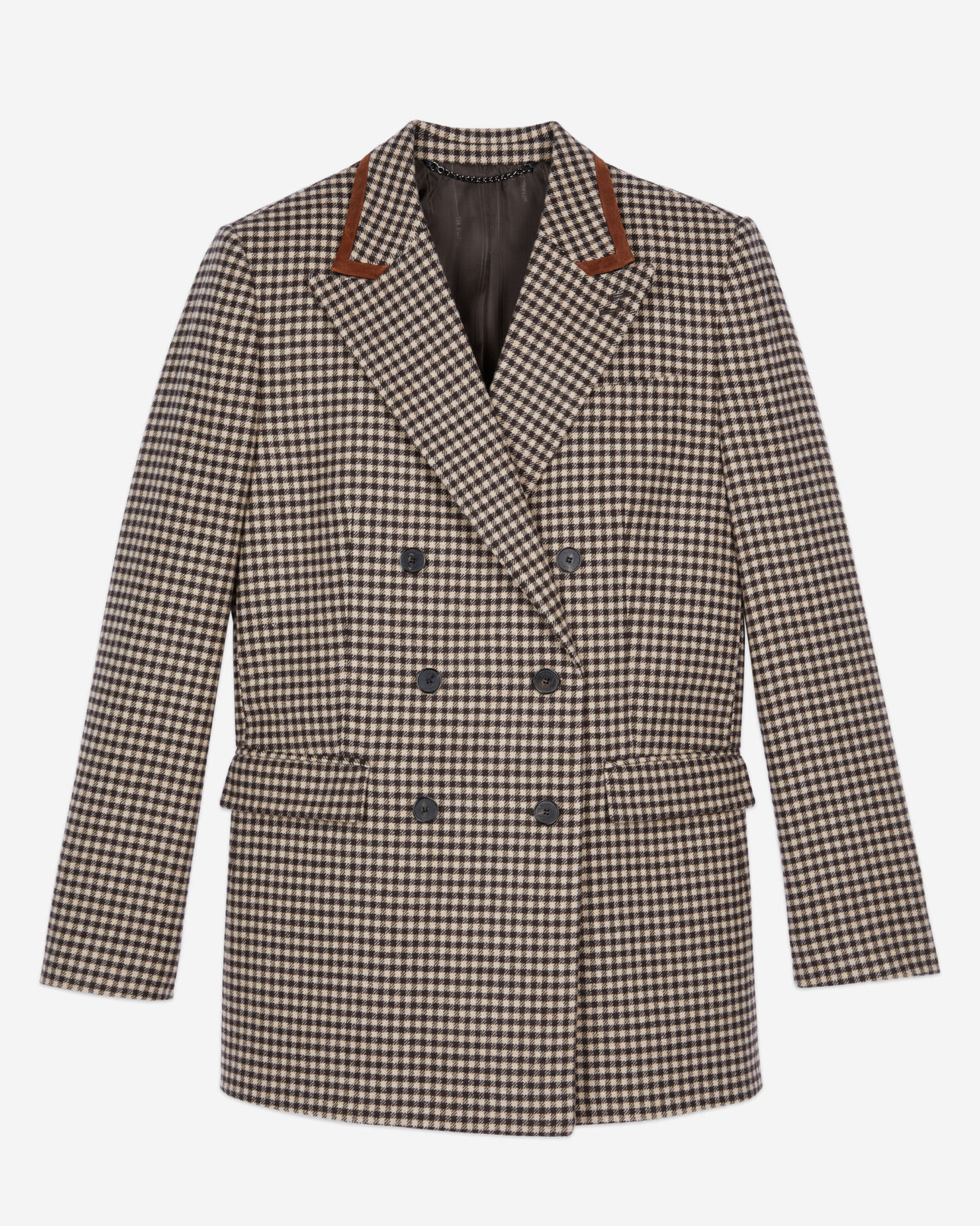 The Kooples WOMEN ECRU BLACK vichy check suit jacket