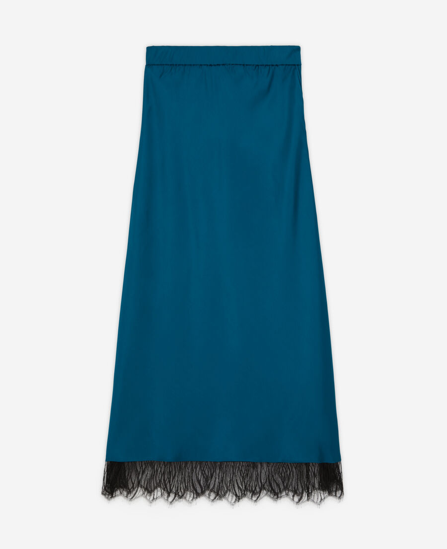 Long blue skirt with lace details | The Kooples - US