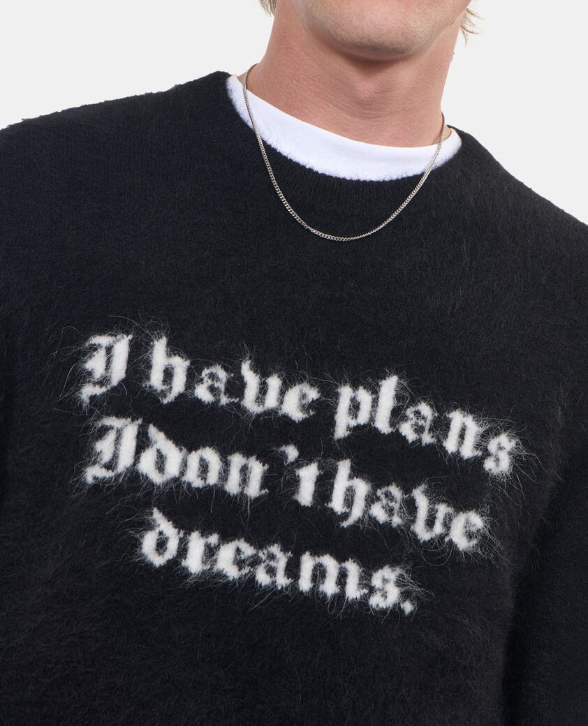 The Kooples HERREN BLACK / WHITE schwarzer pullover aus alpakawolle