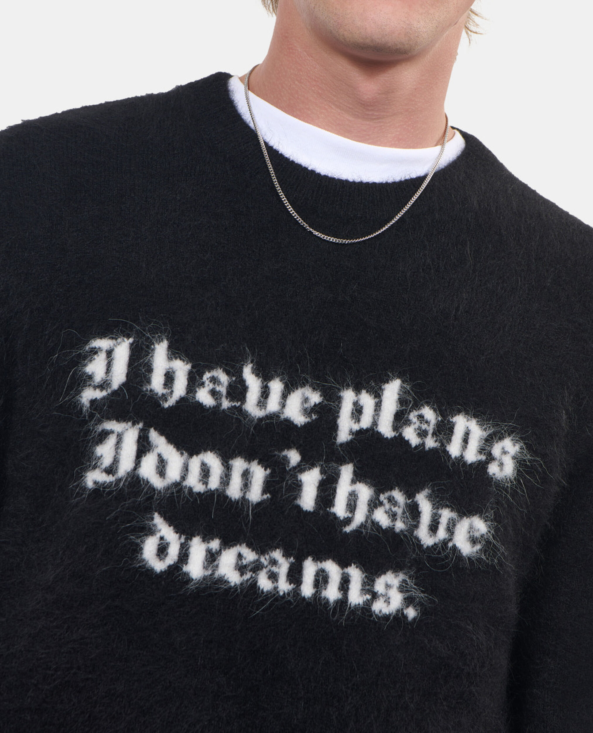 Black alpaca sweater, BLACK / WHITE, hi-res image number null