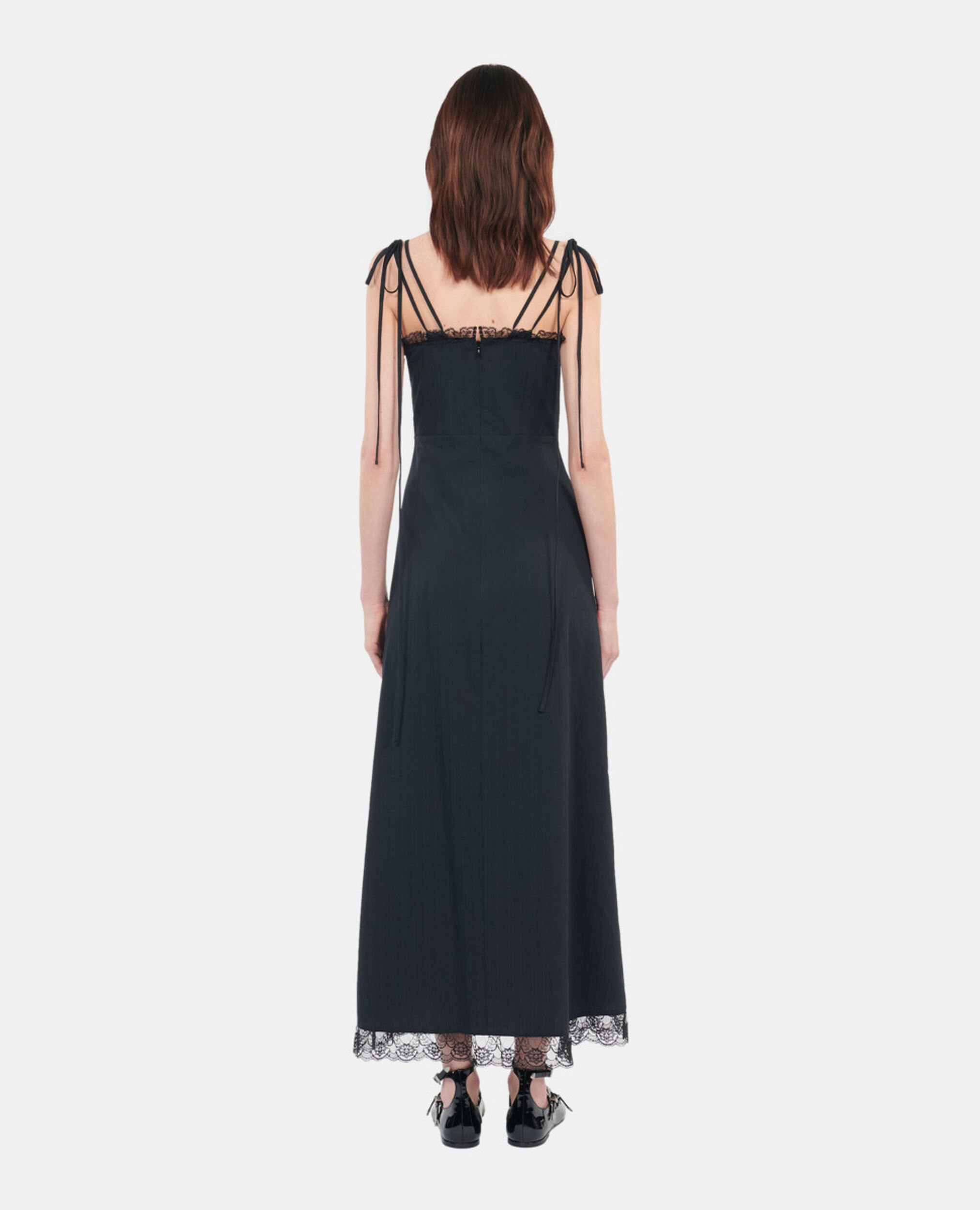 Robe longue avec dentelle noire, BLACK, hi-res image number null