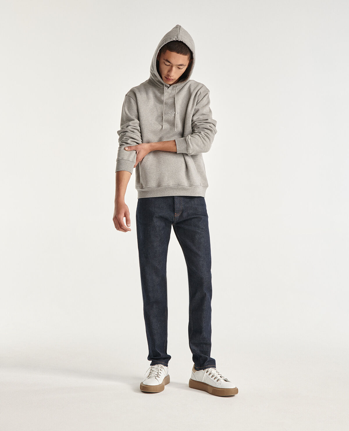 Gray cotton hoodie with silver logo The Kooples