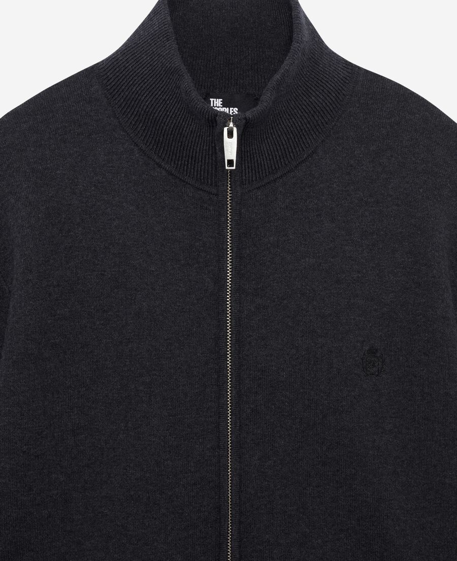 The Kooples HOMME DARK GREY MELANGE cardigan en laine double face &agrave; zip gris