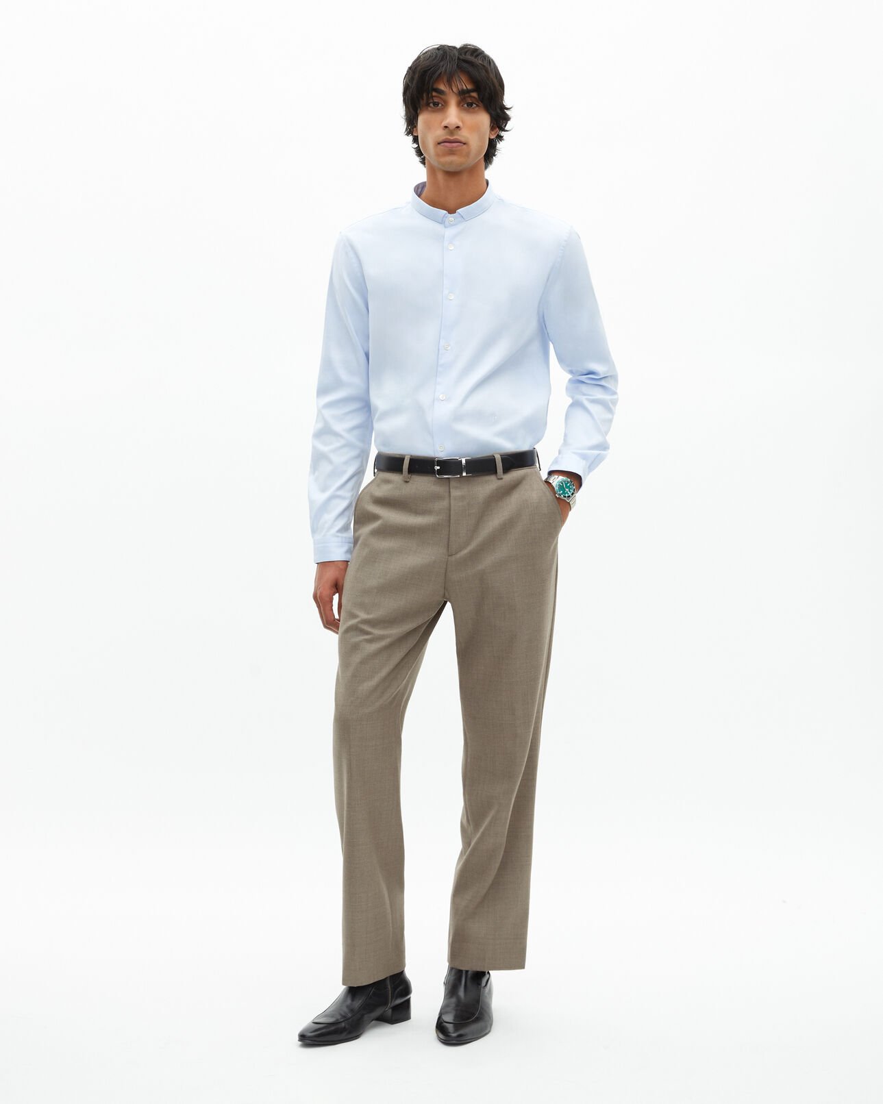 The Kooples MEN BEIGE MELANGE beige wool suit pants