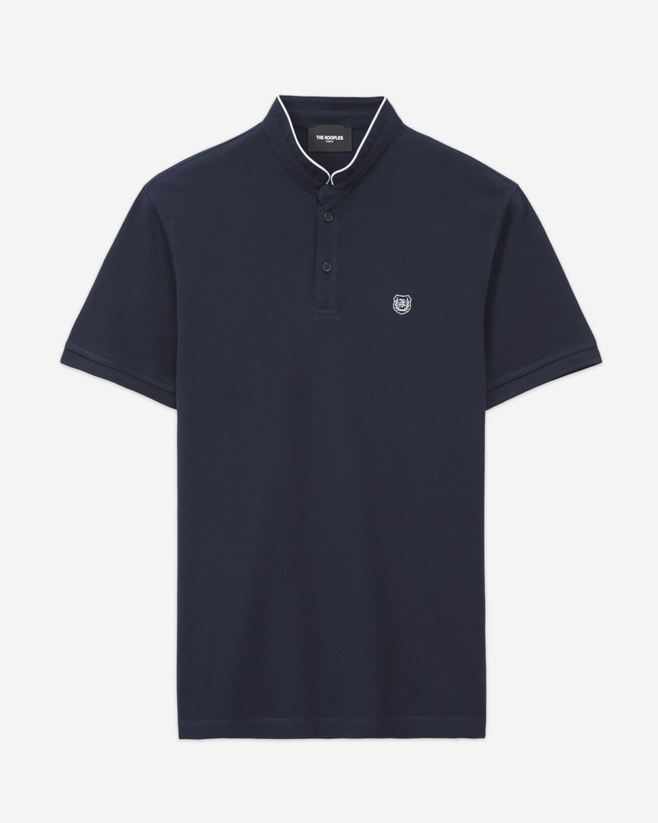 The Kooples MEN NAVY / GREY classic polo with officer collar