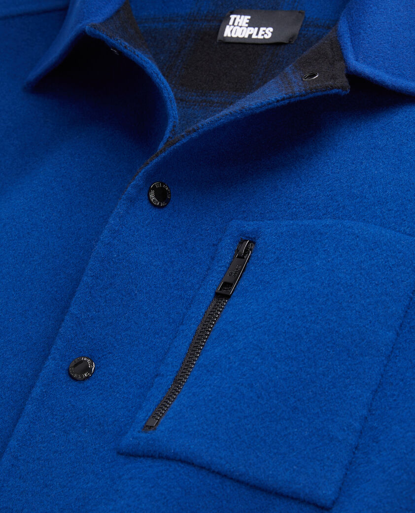The Kooples HERREN ROYAL BLUE - DARK NAVY blaue hemdjacke aus einer wollmischung