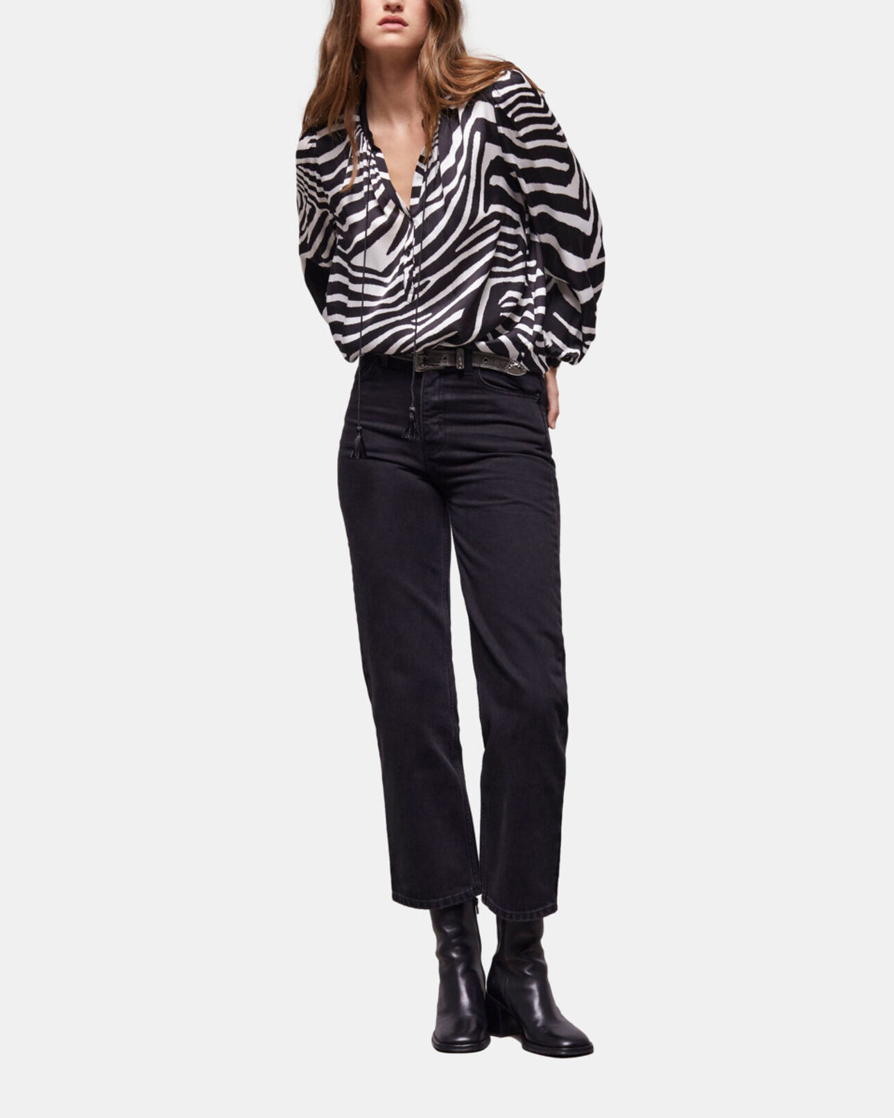 The Kooples FEMME BLACK WHITE blouse imprimée zébré