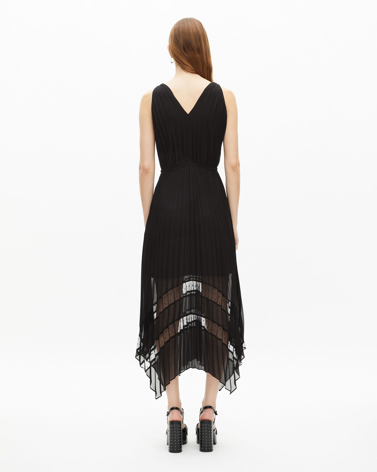 The Kooples FEMME BLACK robe longue plissée noire