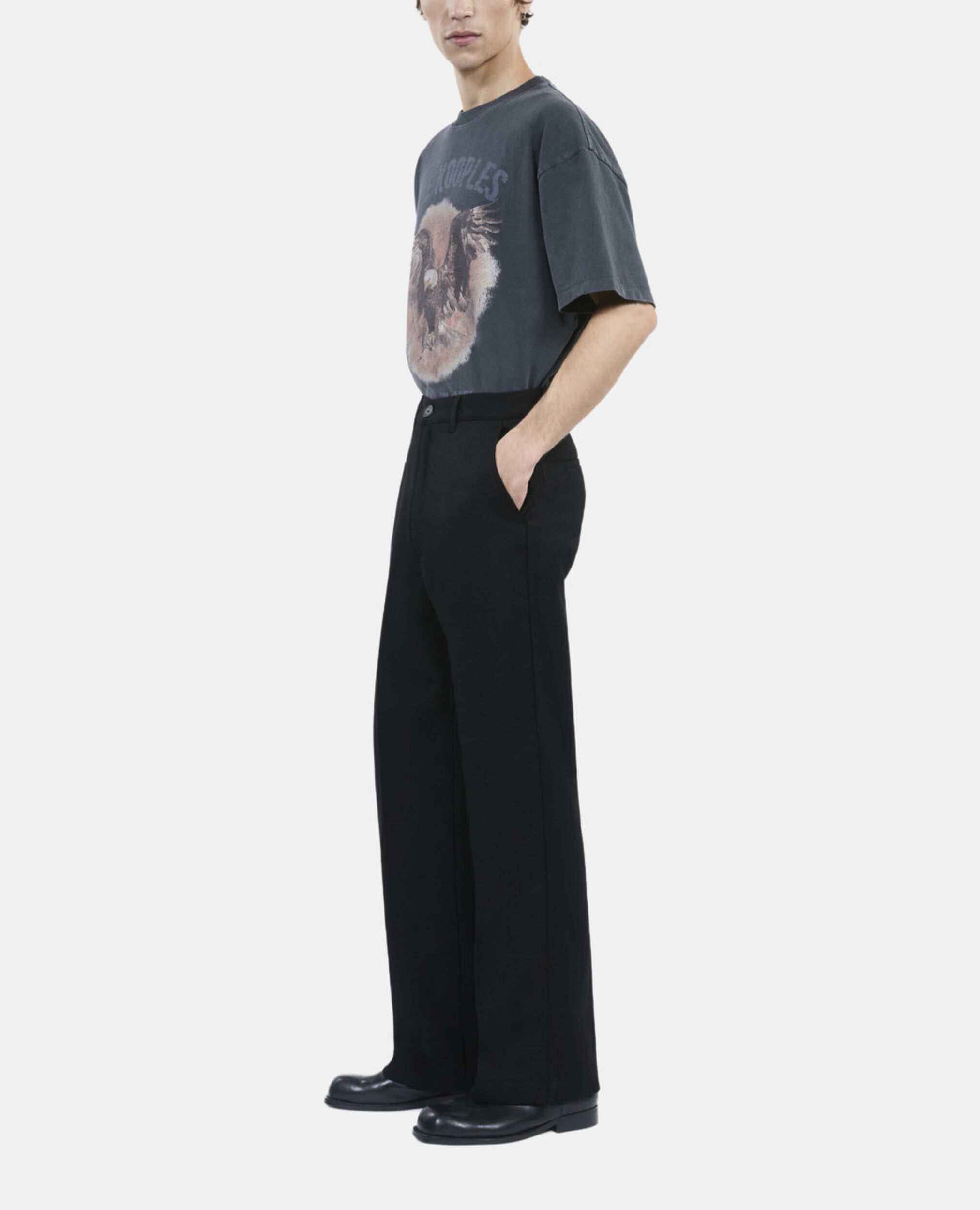 Black wool trousers, BLACK, hi-res image number null