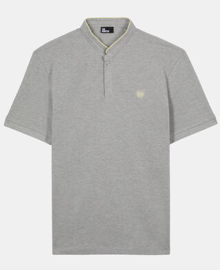 The Kooples HERREN GREY YELLOW graues poloshirt aus baumwollpiqué