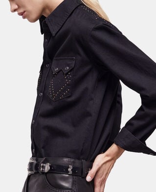 The Kooples MUJER BLACK WASHED camisa detalles tachuelas negra
