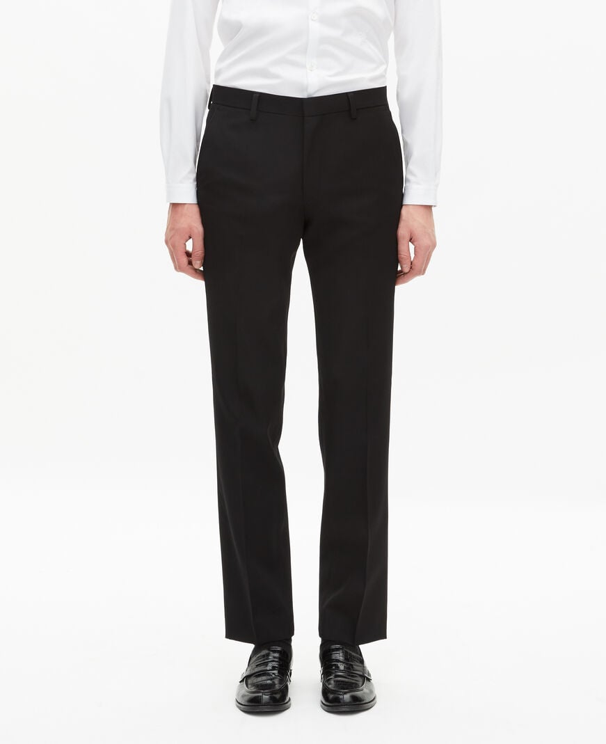 The Kooples HOMME BLACK pantalon de smoking avec détails en satin droit noir