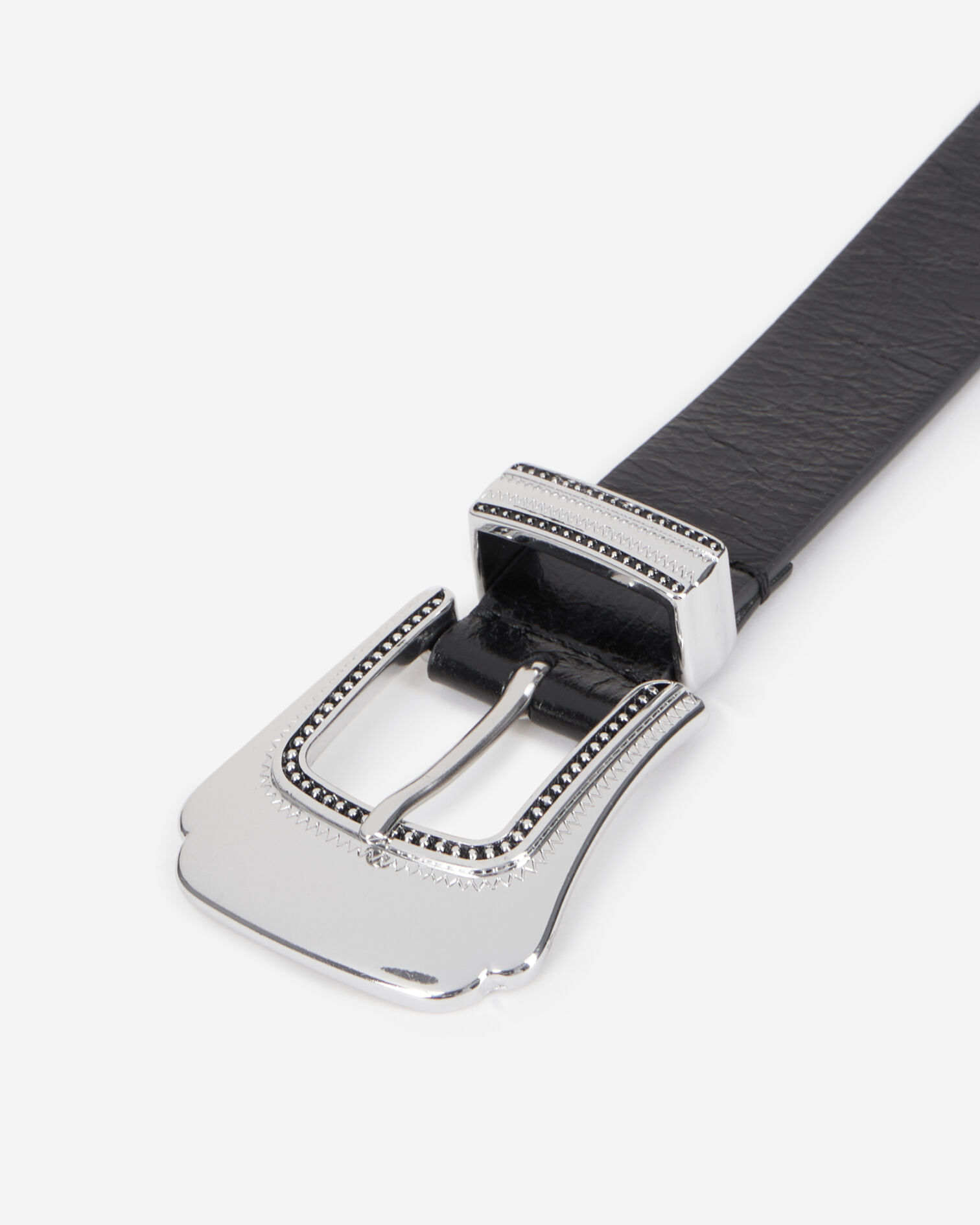 Thin black leather belt, BLACK, hi-res image number null