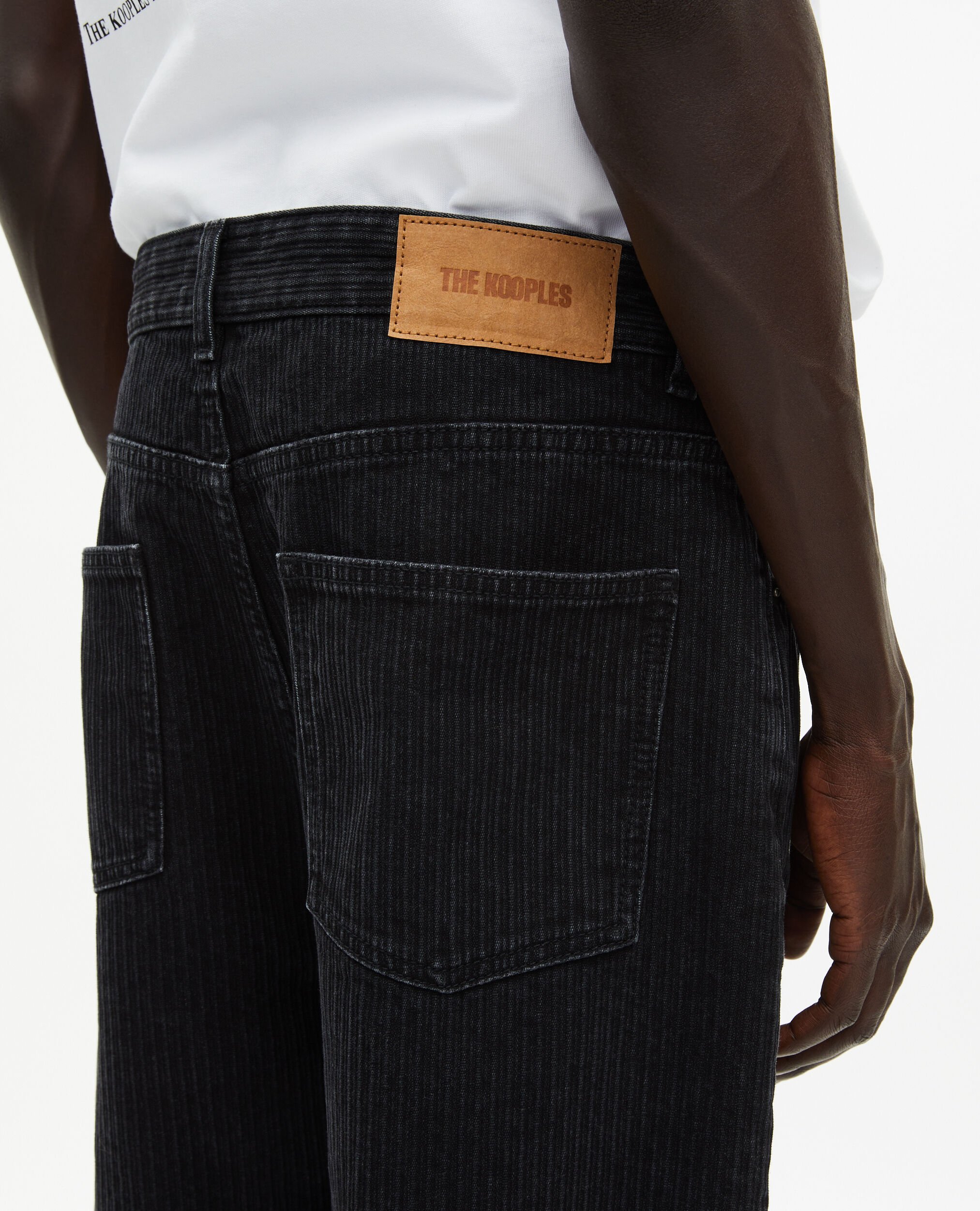 Black ribbed-effect baggy jeans, BLACK WASHED, hi-res image number null