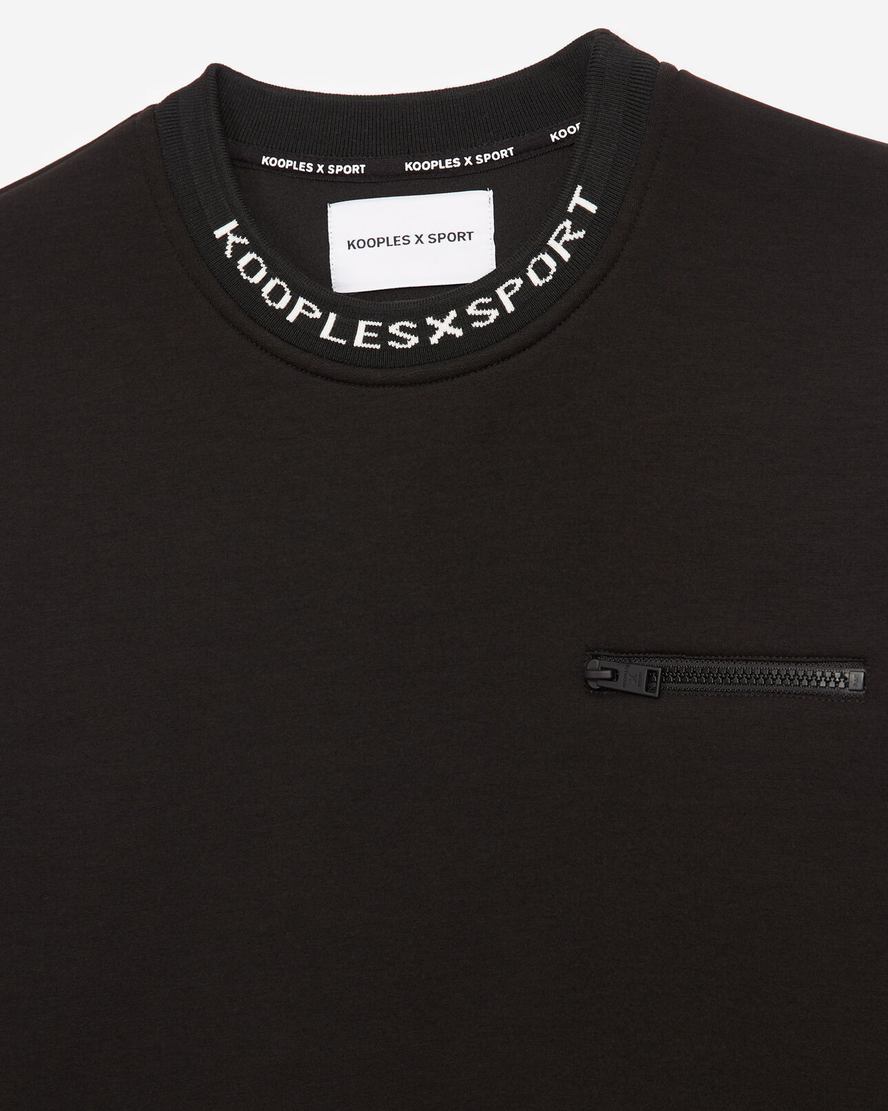 The Kooples MEN BLACK neoprene black crew-neck sweatshirt/neck logo
