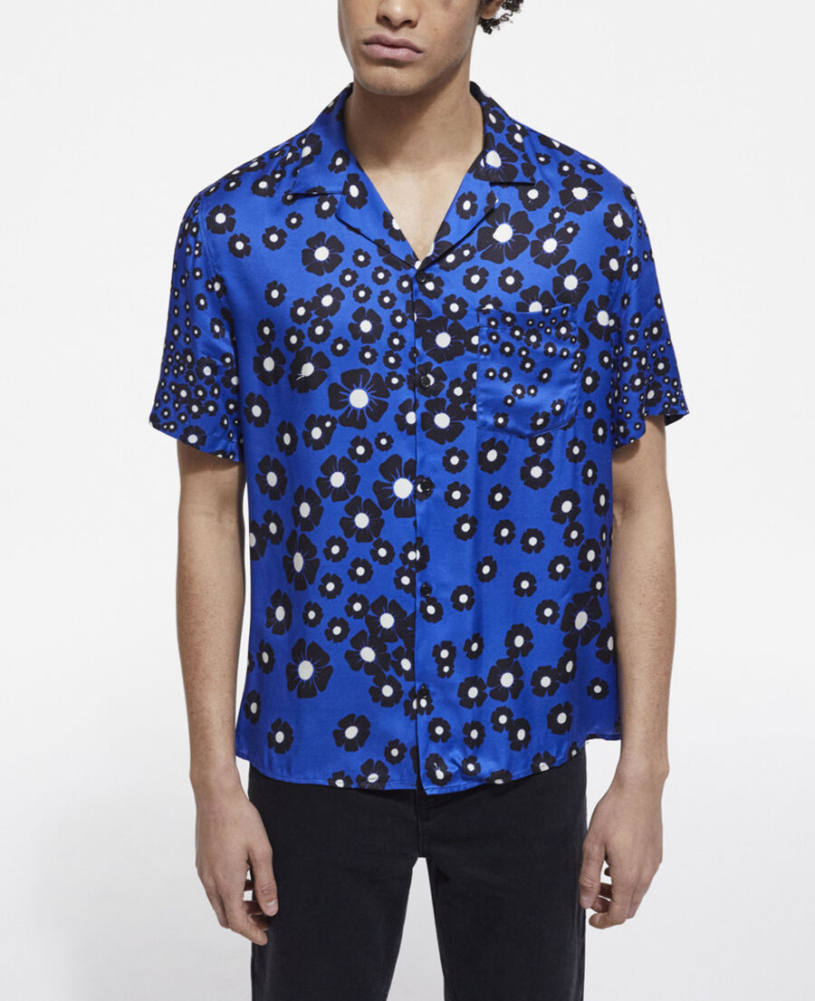 The Kooples HOMME NAVY / BLACK chemisette col hawaïen fleurie