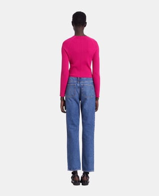 The Kooples DAMEN RASPBERRY fuchsienroter pullover mit gerippten details