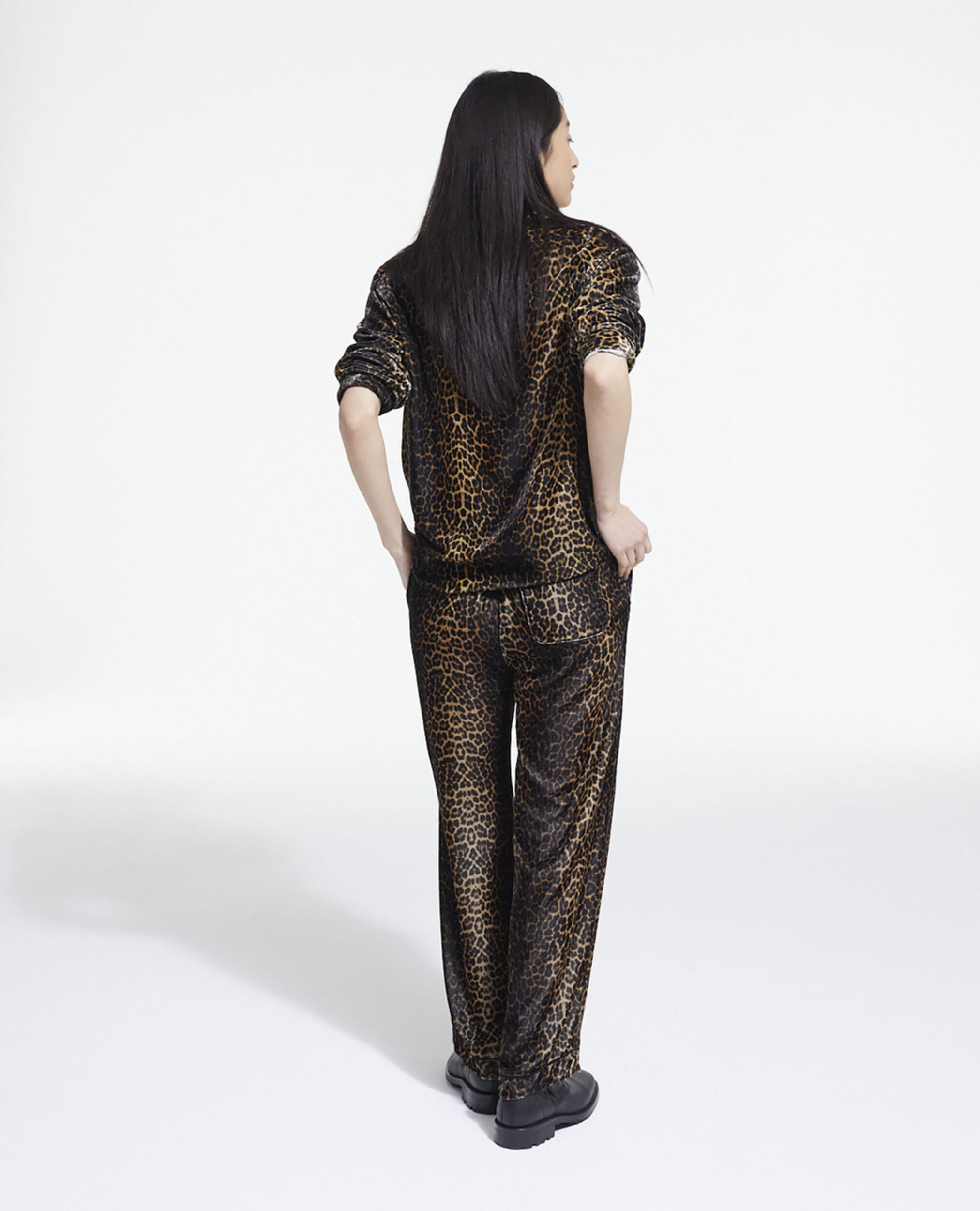Flowing velvet pants with leopard print, LEOPARD, hi-res image number null
