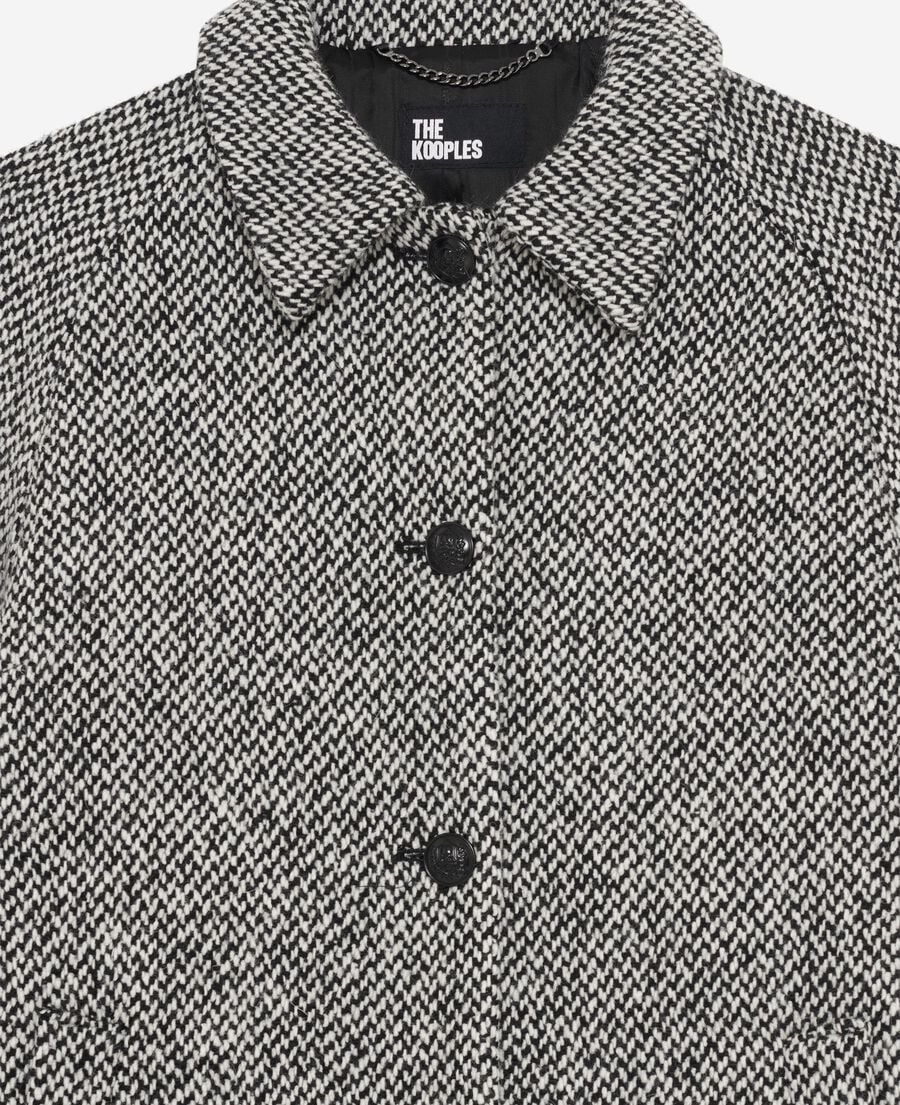 The Kooples F BLANC / BLEU black and white tweed long coat
