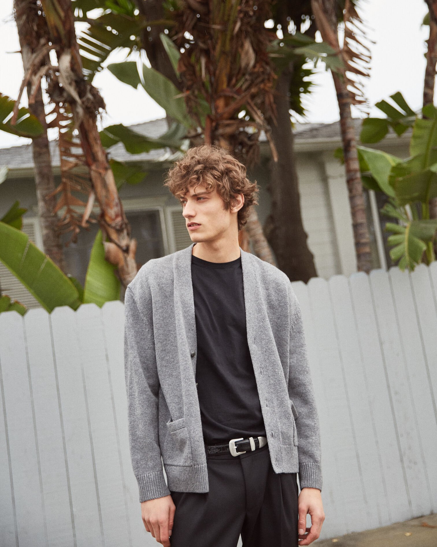 Oversized gray wool and cashmere cardigan, GREY, hi-res image number null