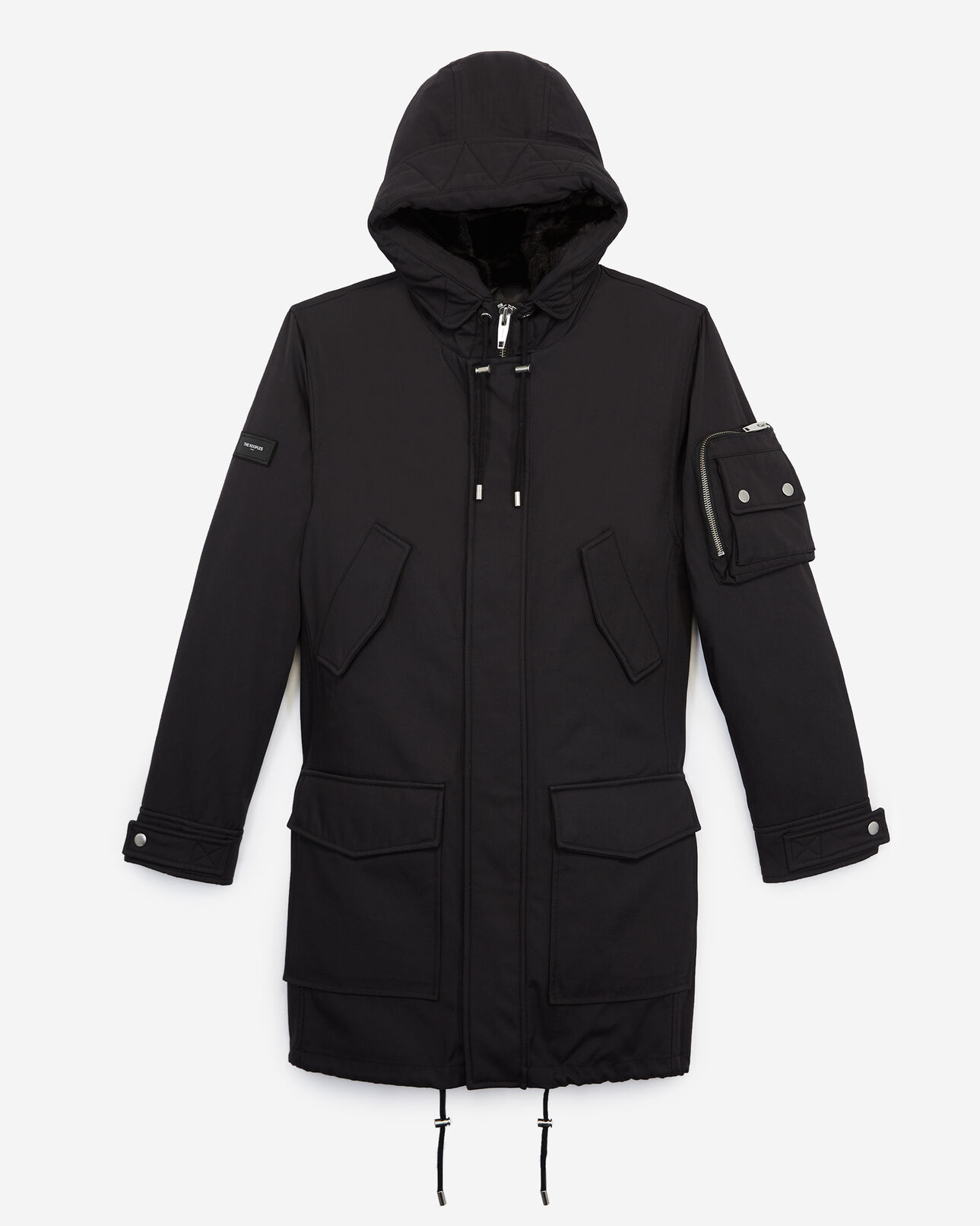 The Kooples HOMME BLACK parka longue noire à capuche polaire