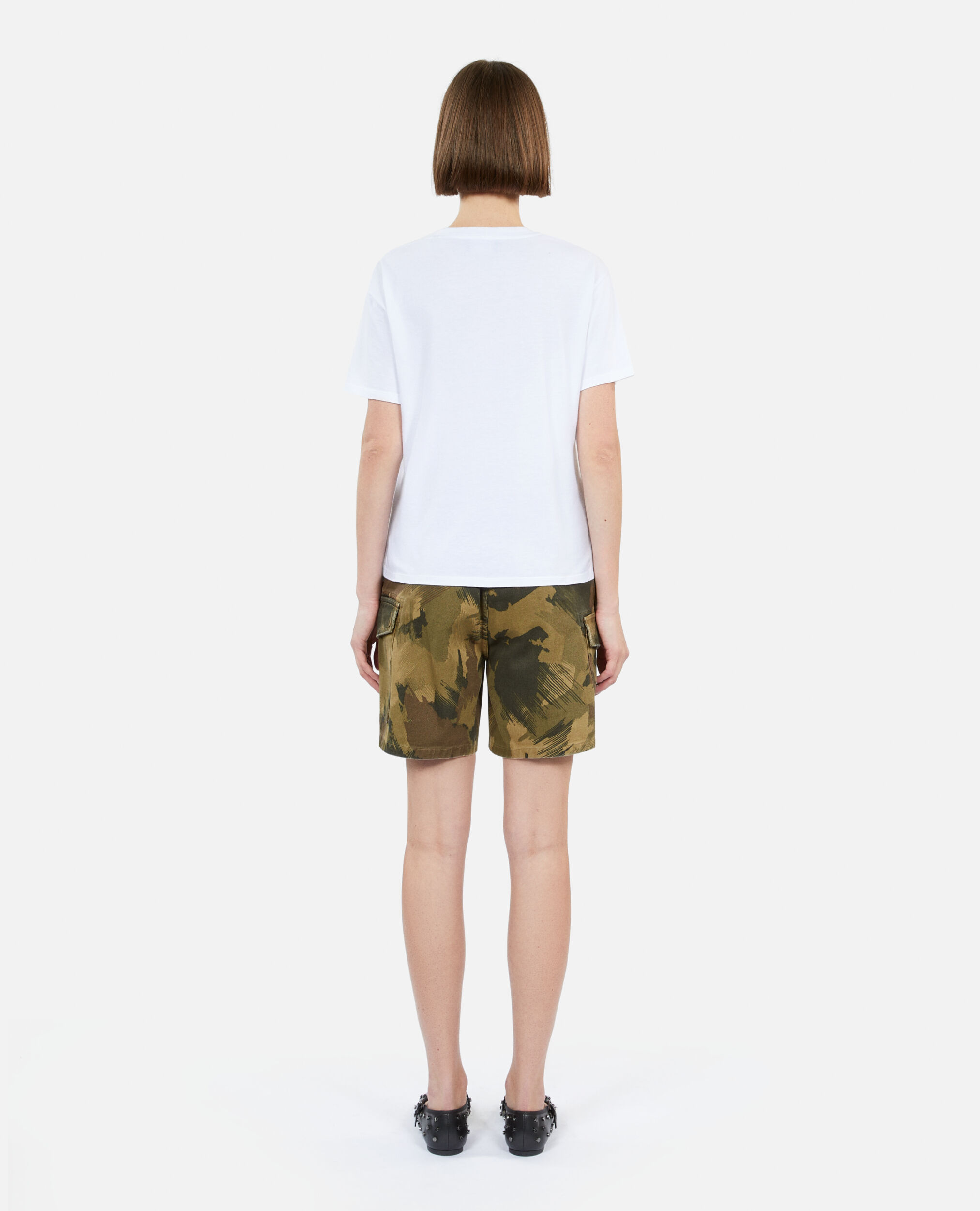 White cotton T-shirt with printed logo, WHITE, hi-res image number null
