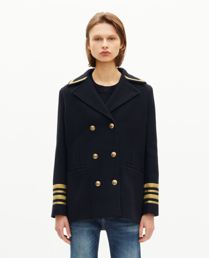 The Kooples FEMME NAVY caban officier en laine marine
