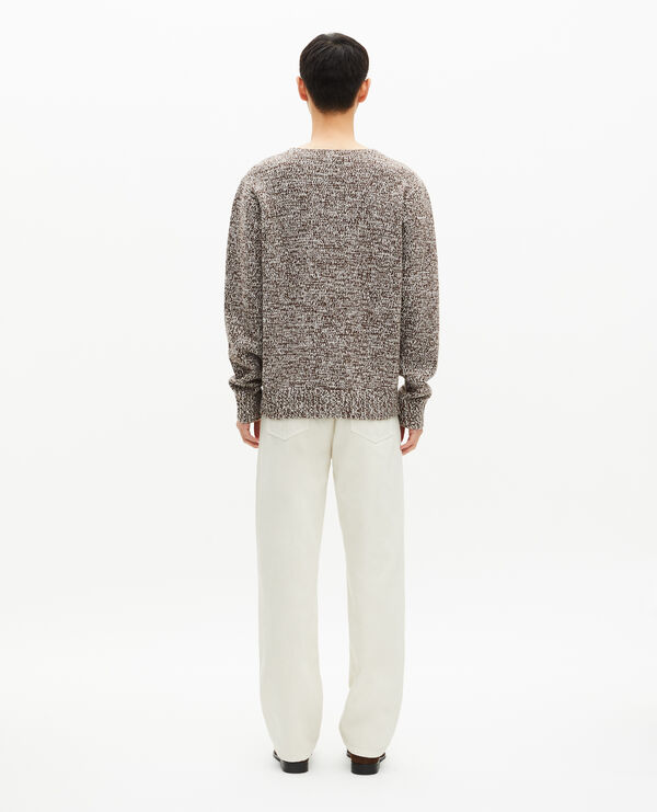 The Kooples HOMME BEIGE-BROWN pull mouliné beige et blanc
