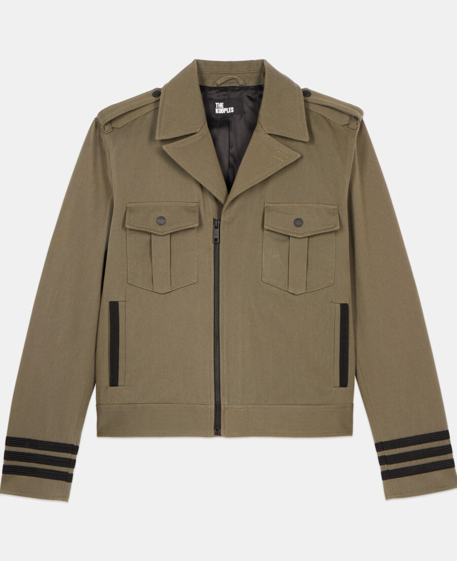 The Kooples MEN OLIVE NIGHT khaki officer-style jacket