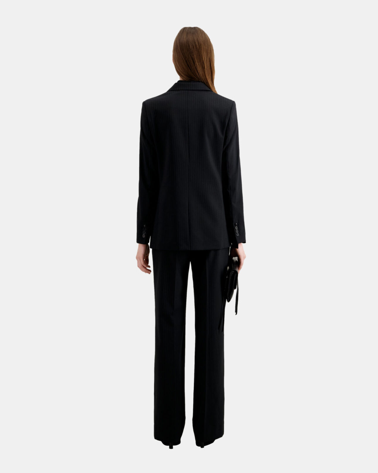 The Kooples DAMEN BLACK WHITE schwarze anzugjacke aus gestreifter wolle