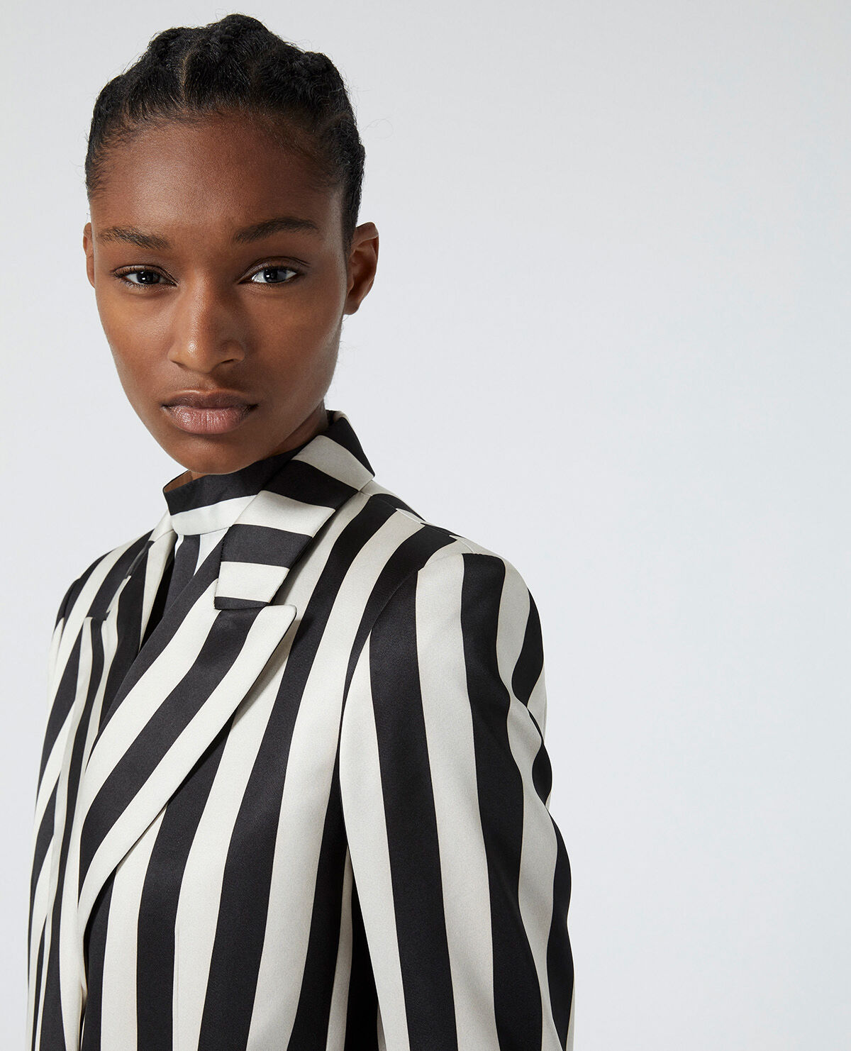 Black white striped jacket on sale women's