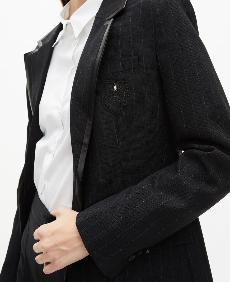 The Kooples WOMEN BLACK black striped wool-blend jacket 