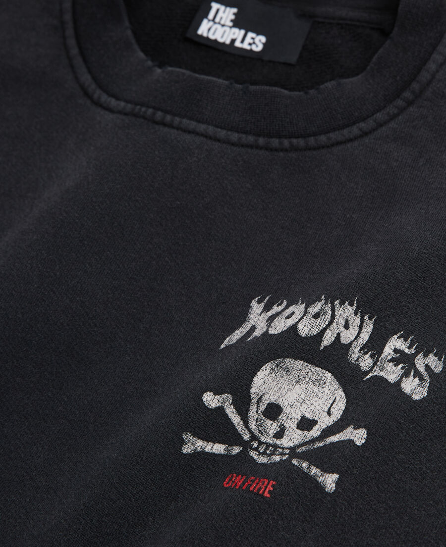 The Kooples H BLACK WASHED black screen print sweatshirt
