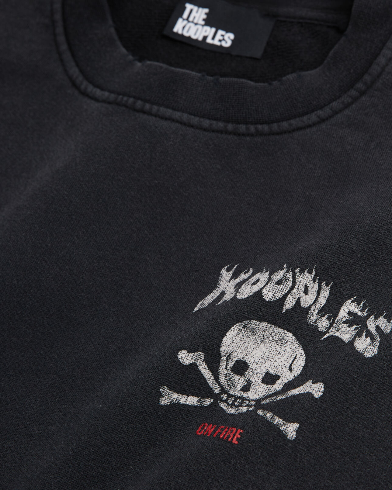 The Kooples HOMBRE BLACK WASHED sudadera serigrafiada negra