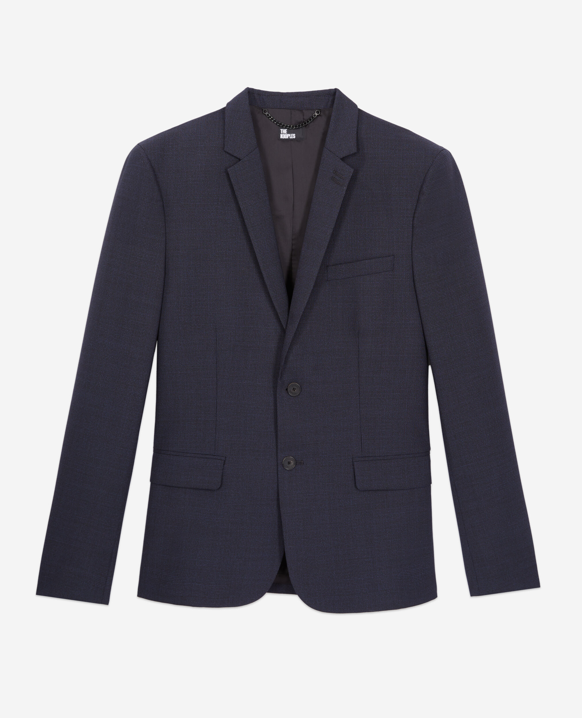 Navy blue micro-pattern wool suit jacket, NAVY / BLACK, hi-res image number null