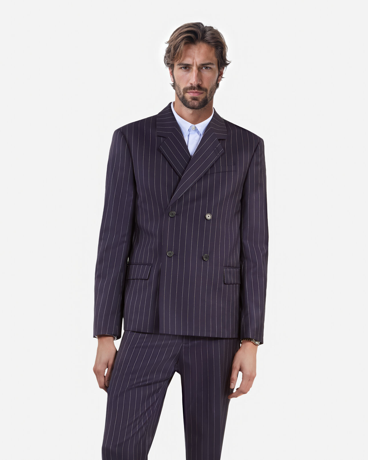The Kooples MEN DARK NAVY blue pinstripe suit jacket