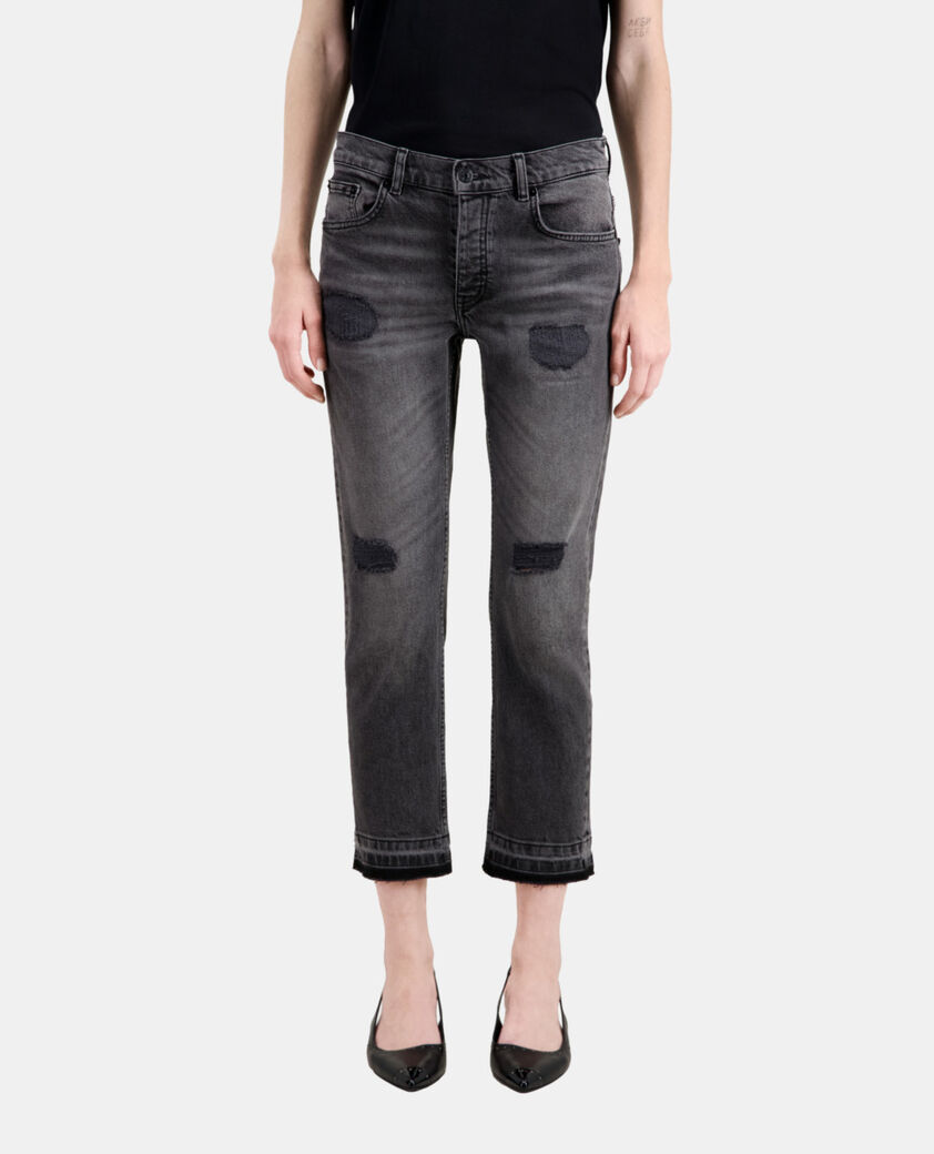 The Kooples WOMEN LIGHT GREY MEL/WHITE grey straight jeans