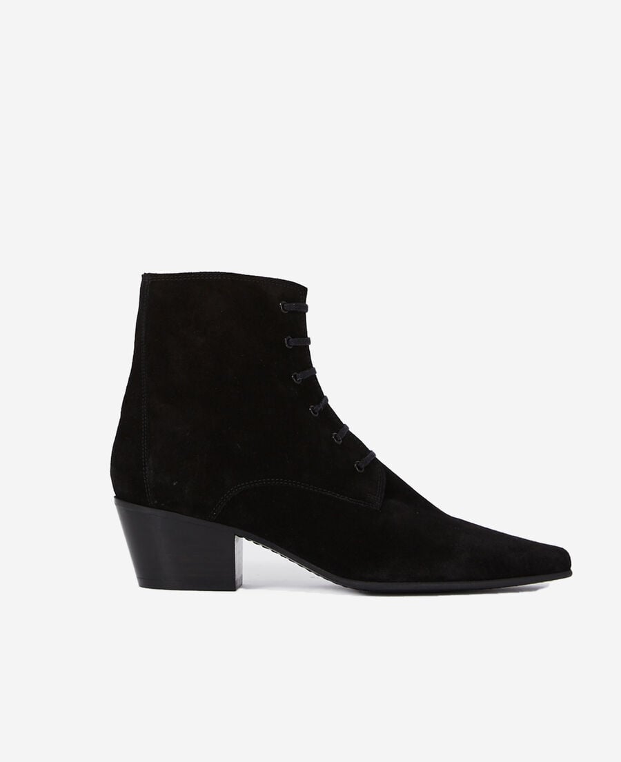 The Kooples WOMEN BLACK leather boots with black laces