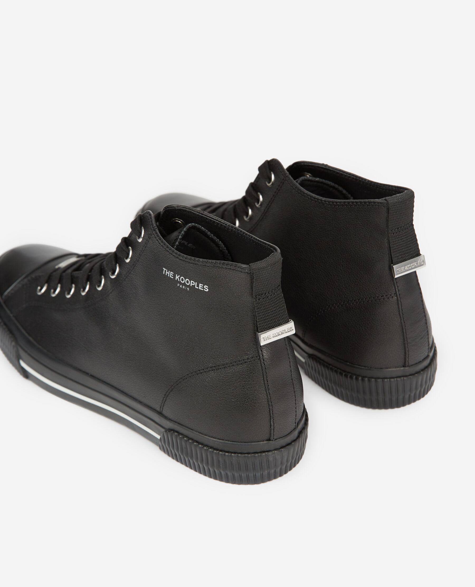 Black high top sneakers in smooth leather The Kooples