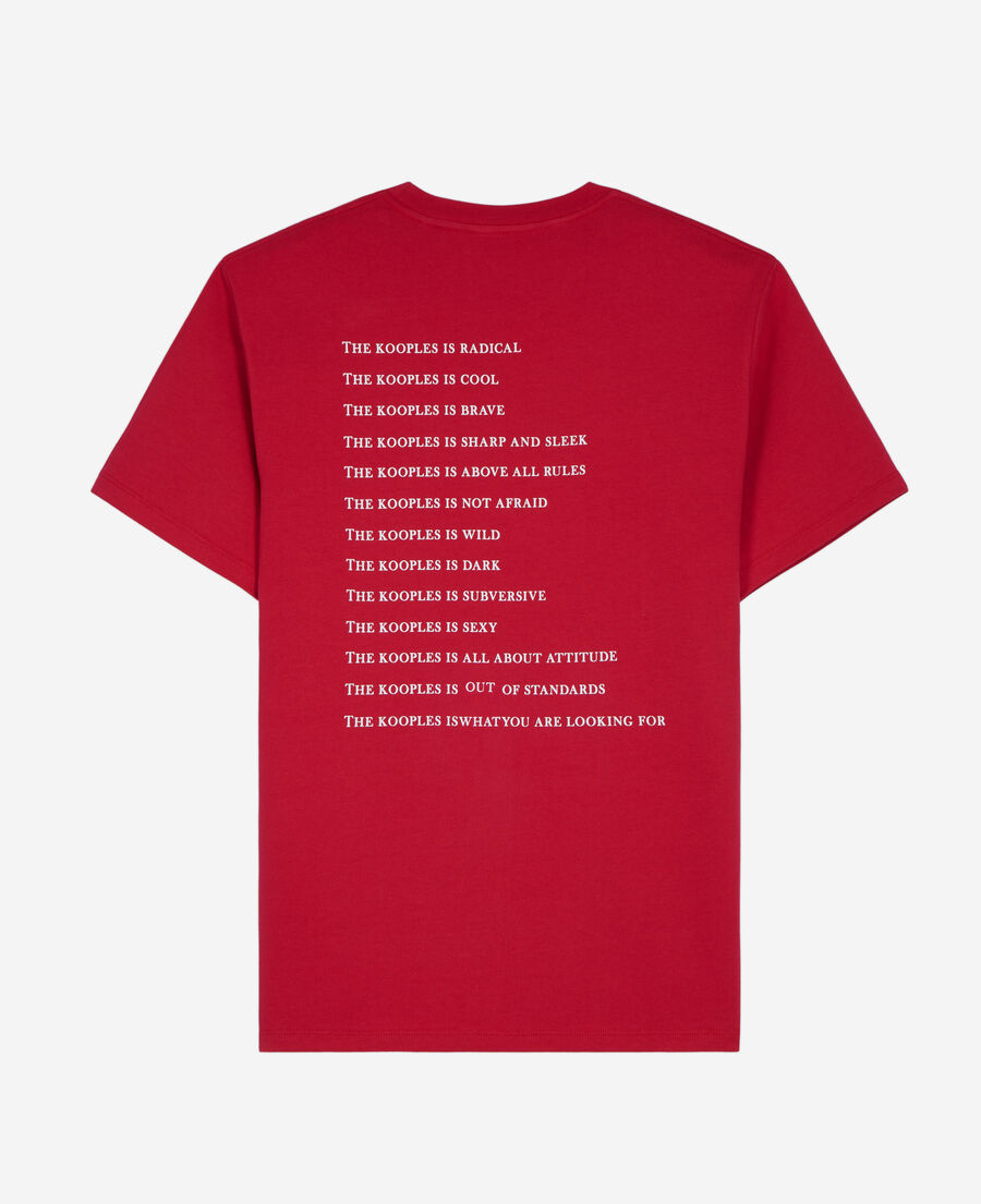 rotes t-shirt „what is“ für herren