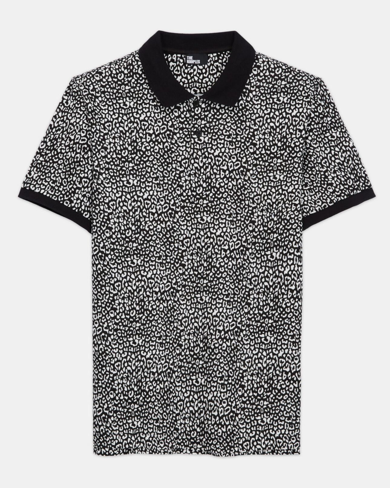 The Kooples MEN ECRU black leopard print polo